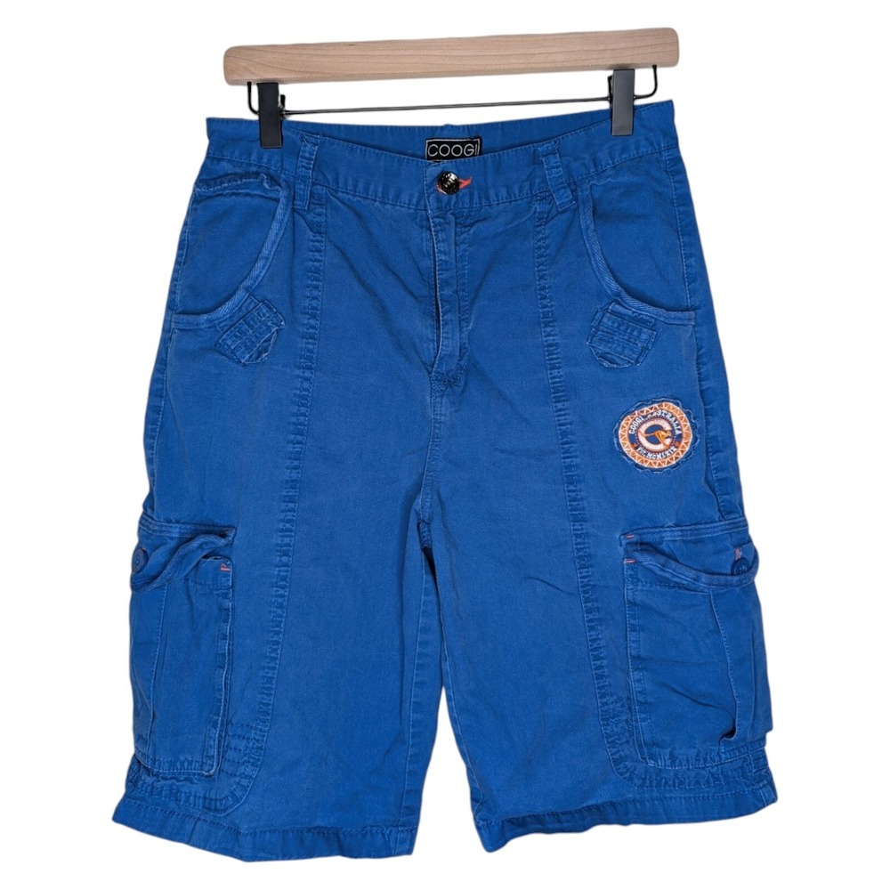 COOGI Australia Blue Cargo Shorts Youth 18 Waist 28 CG Embroidered Y2K Pockets